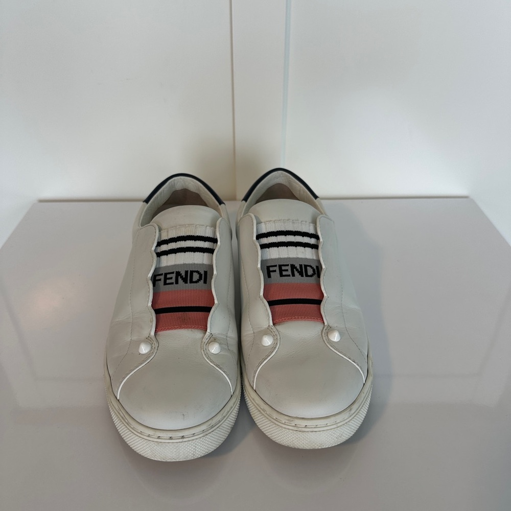 Fendi FF Motif White and Slip-On Sneakers